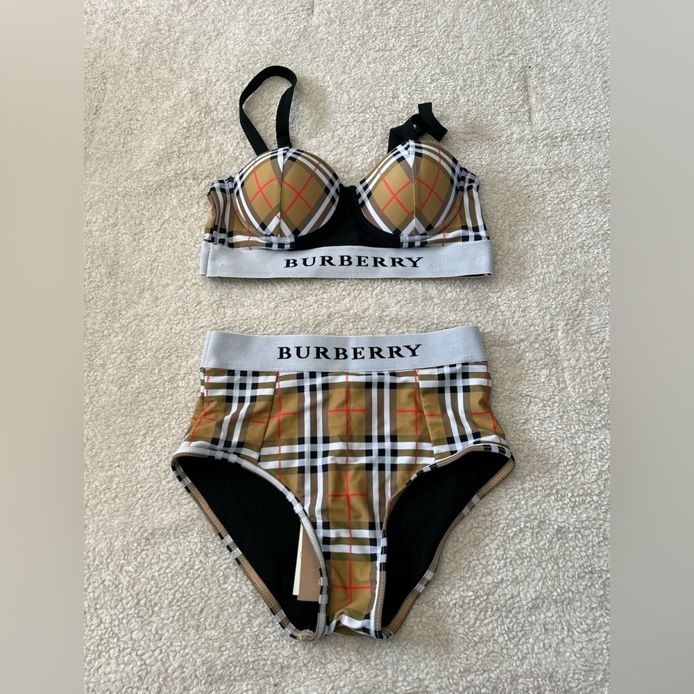 Burberry high waisted two piece swim suit